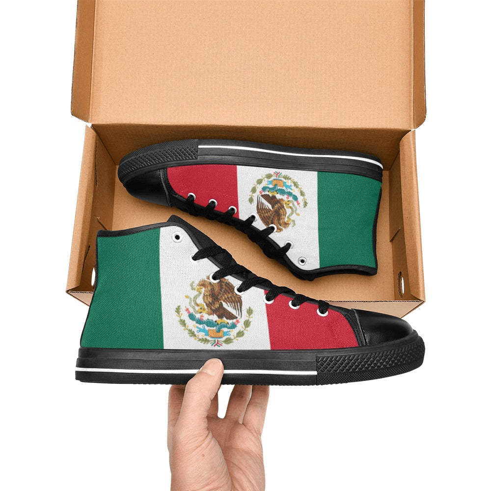 Mexico Flag Inspired Kid's High Top Canvas Shoes