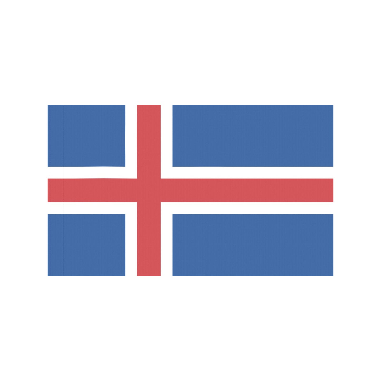 Icelandic flag design by Luv My Flag, blue background.