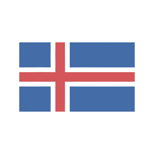 Icelandic flag design by Luv My Flag, blue background.