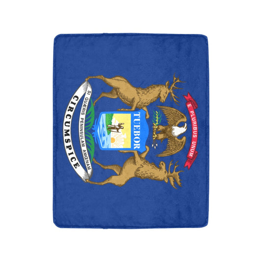 Blue throw blanket featuring Michigan emblem by Luv My Flag.