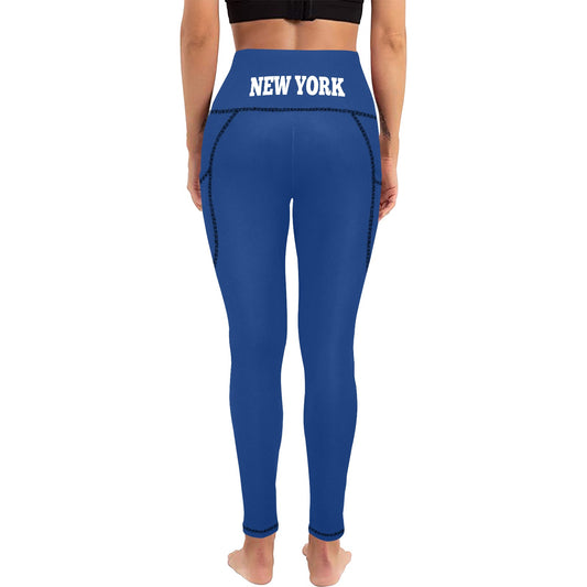 New York Flag Inspired Women’s High Waist Leggings with Pockets