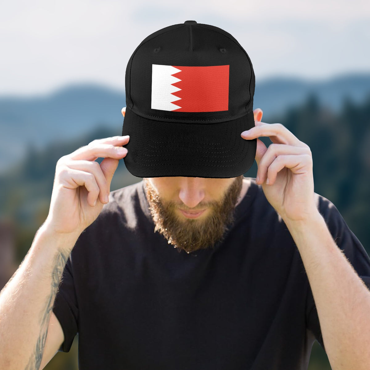 Bahrain Flag Inspired Baseball Cap | Printed in the USA