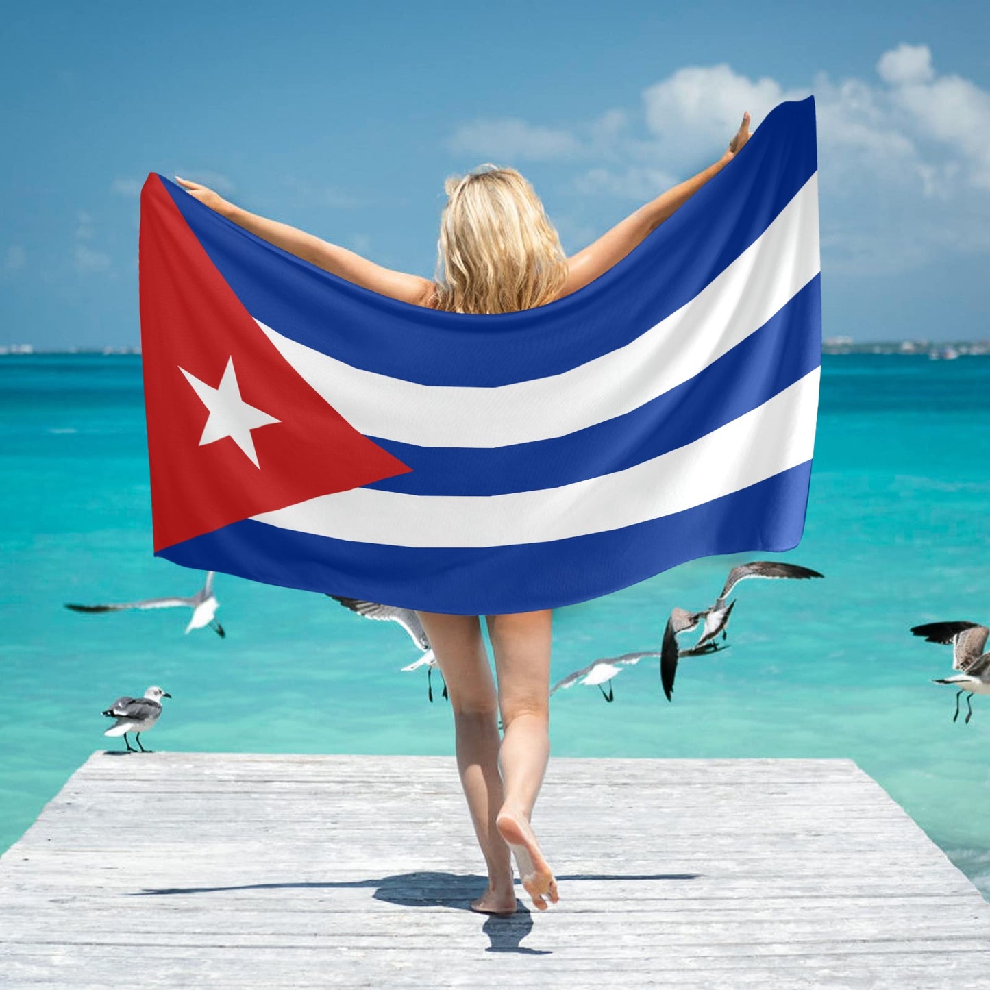 Cuba Flag Beach Towel 31"x71" (Made in USA)