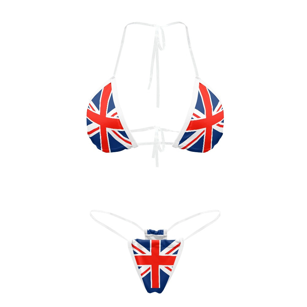 UK/Great Britain Flag Inspired Transparent String Thong Bikini