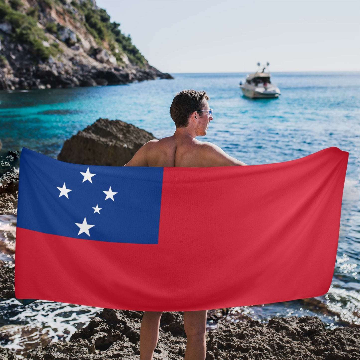 Samoa Flag Beach Towel 31"x71" (Made in USA)