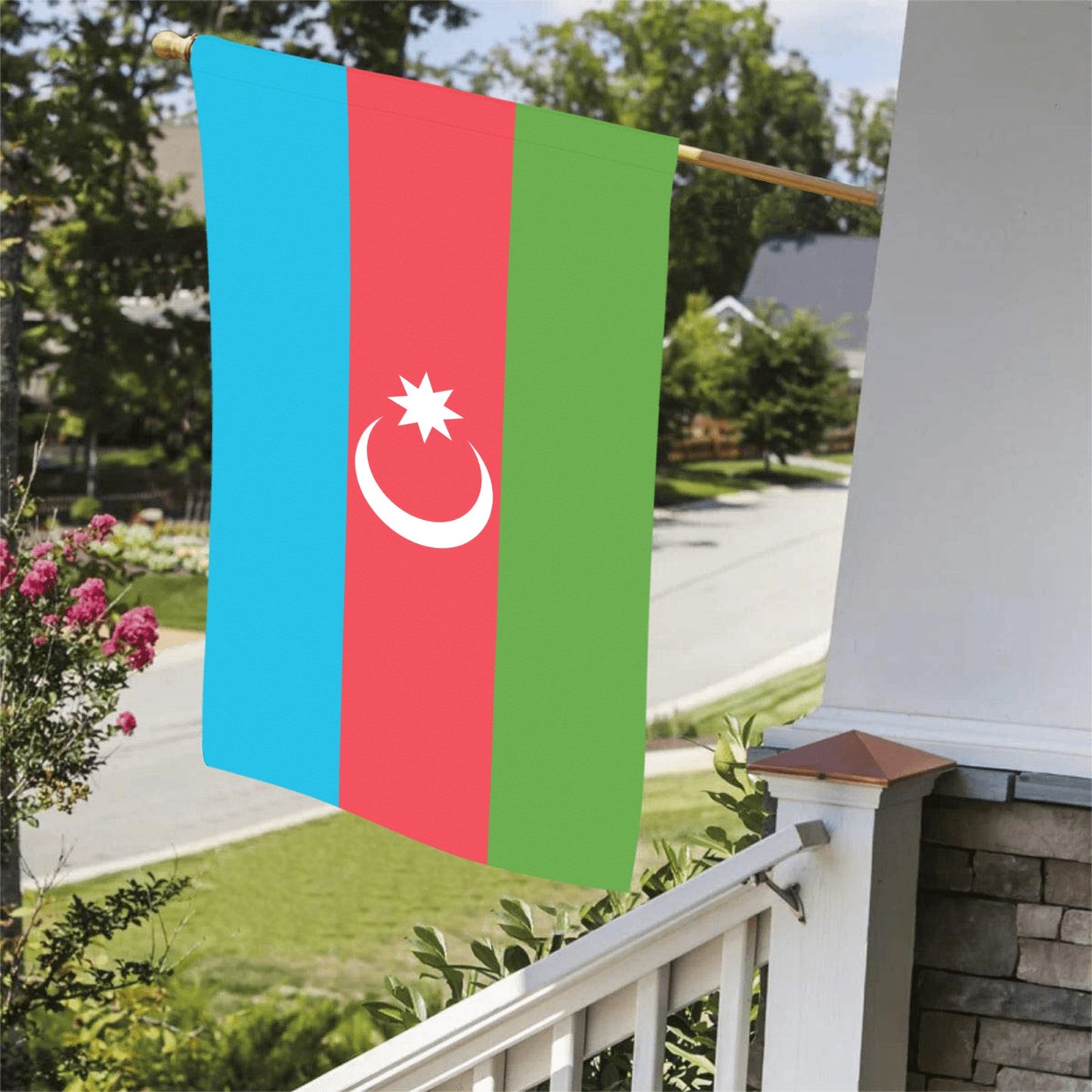 Flag of Azerbaijan on porch; Luv My Flag brand.