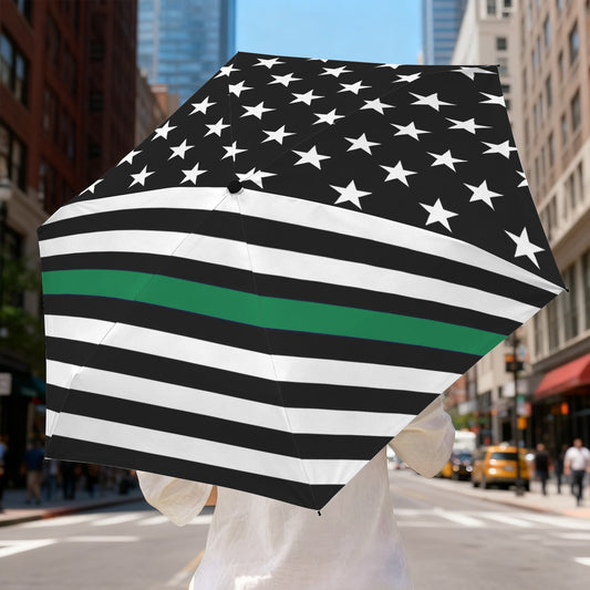 Thin Green Line Flag Inspired Mini Compact Umbrella