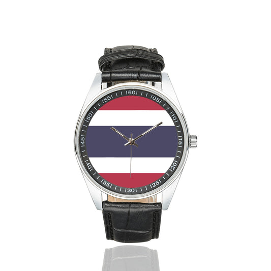 Thailand Flag Men's Casual Leather Strap Watch