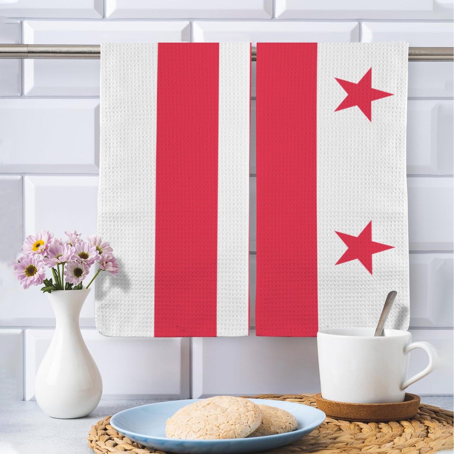 Washington DC Flag Inspired Kitchen Towel 40X60cm (Pack of 2) (Made in the USA)