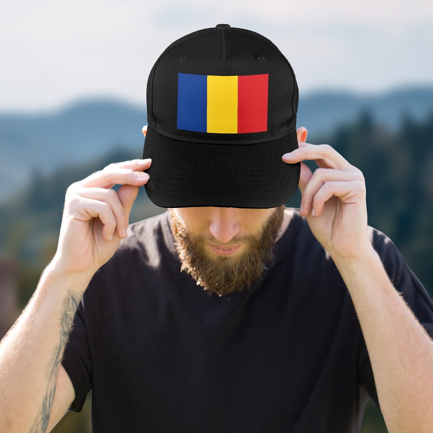 Romania Flag Baseball Cap (Made in USA)