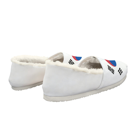 South Korea Flag Inspired Women's Fleece-Lined Canvas Slip-On