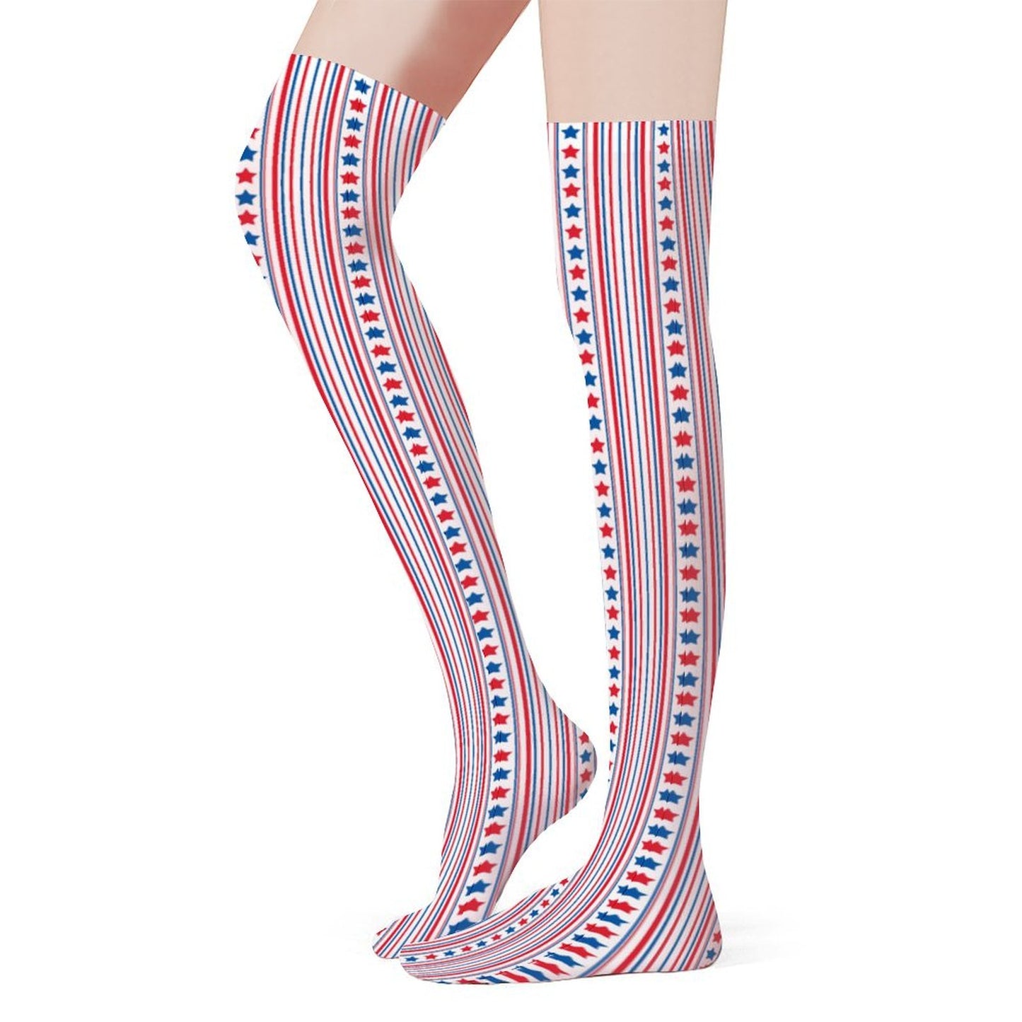 USA/American Flag Inspired Stars and Stripes Design Trendy Stockings(Long)