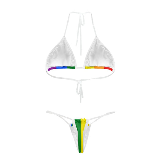 Rainbow Flag Inspired Transparent String Bikini Style-3