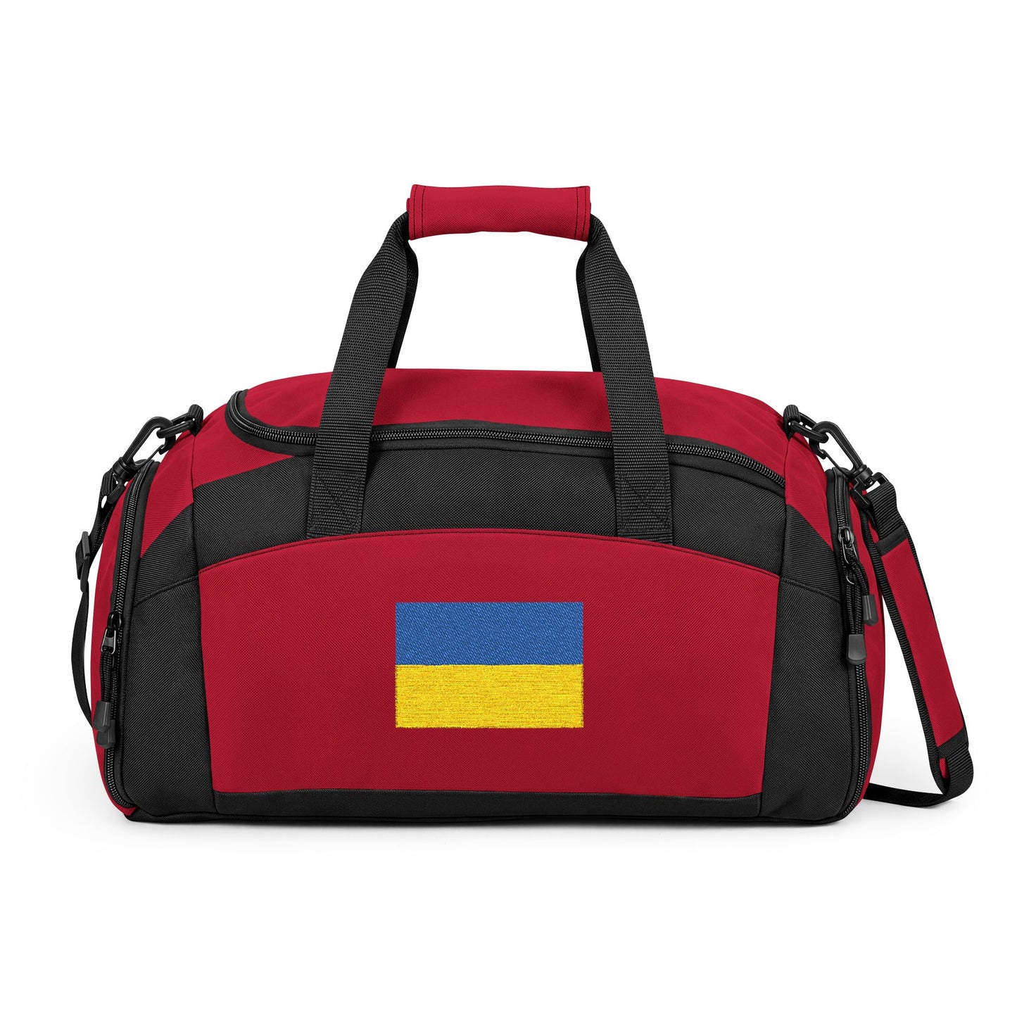 Ukraine Flag Gym Bag — Black Duffle with Embroidered Ukraine Flag
