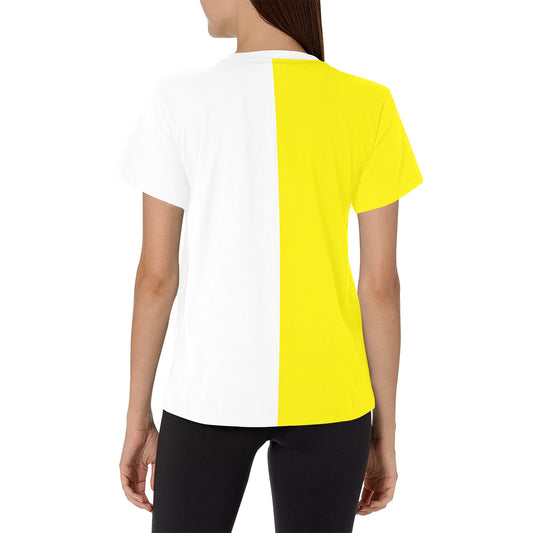 Vatican City Flag Inspired Women's All Over Print Crew Neck T-Shirt(T40-2)(Made in Queens)