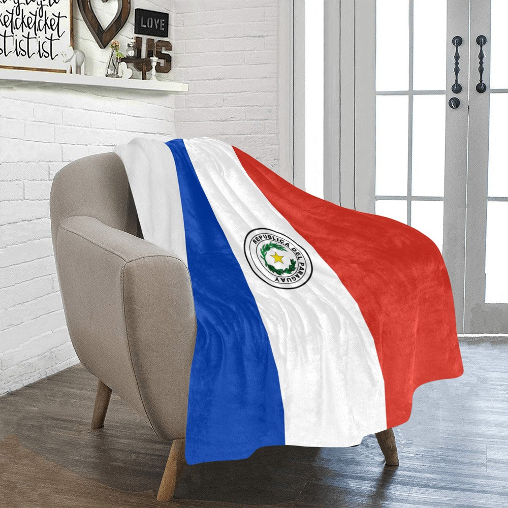 Cozy chair with Luv My Flag Paraguay blanket displayed.