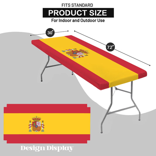 Spain Flag Inspired Custom Elastic Fitted Tablecloth 72x30 inch (Made in the USA)