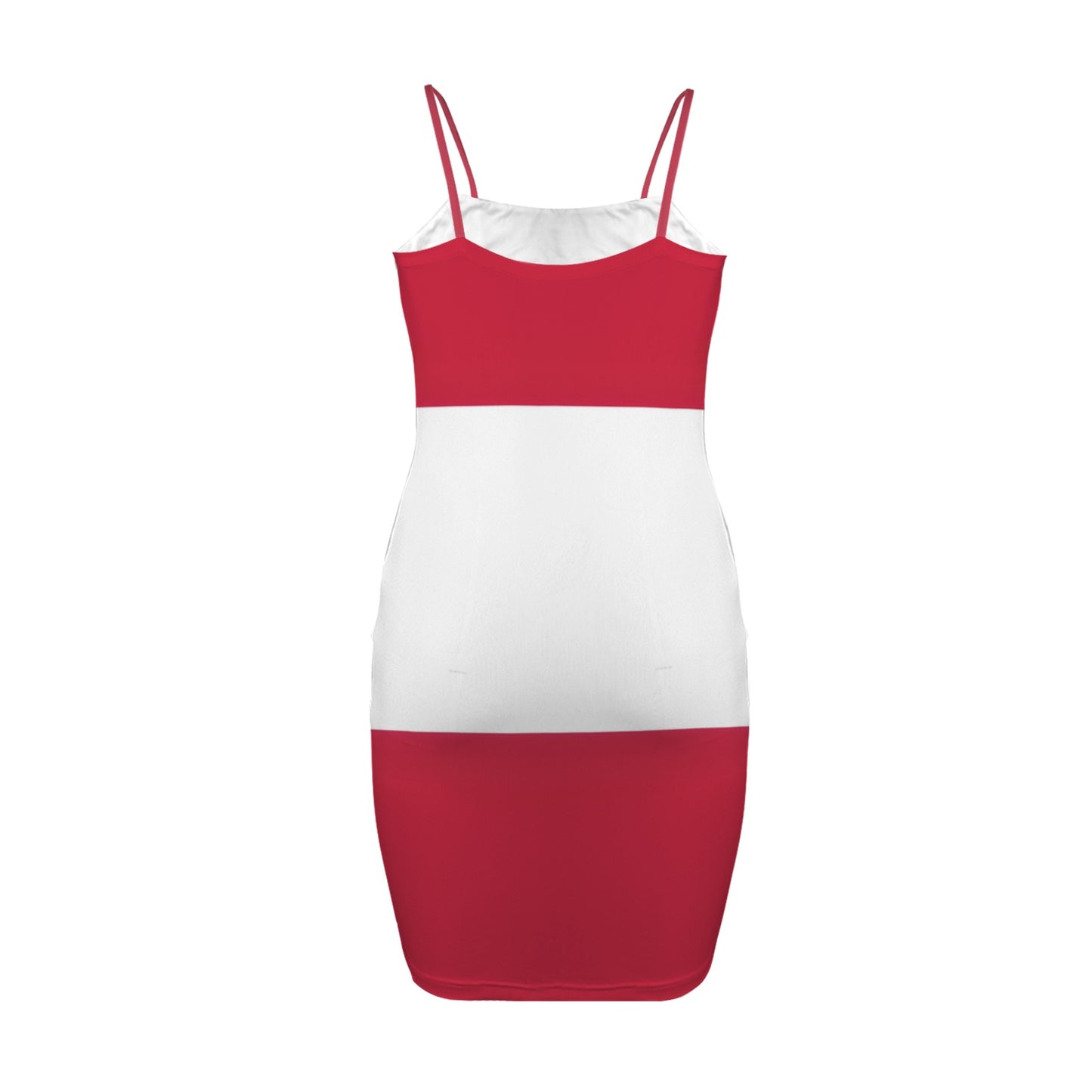 Austria Flag Inspired Backless Spaghetti Strap Bodycon Dress