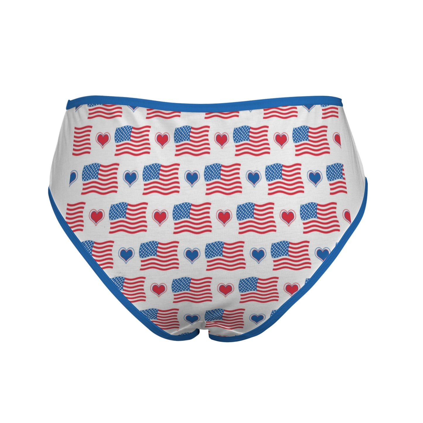USA/American Flag Inspired Flag and Hearts Pattern Women's High Waisted Brief