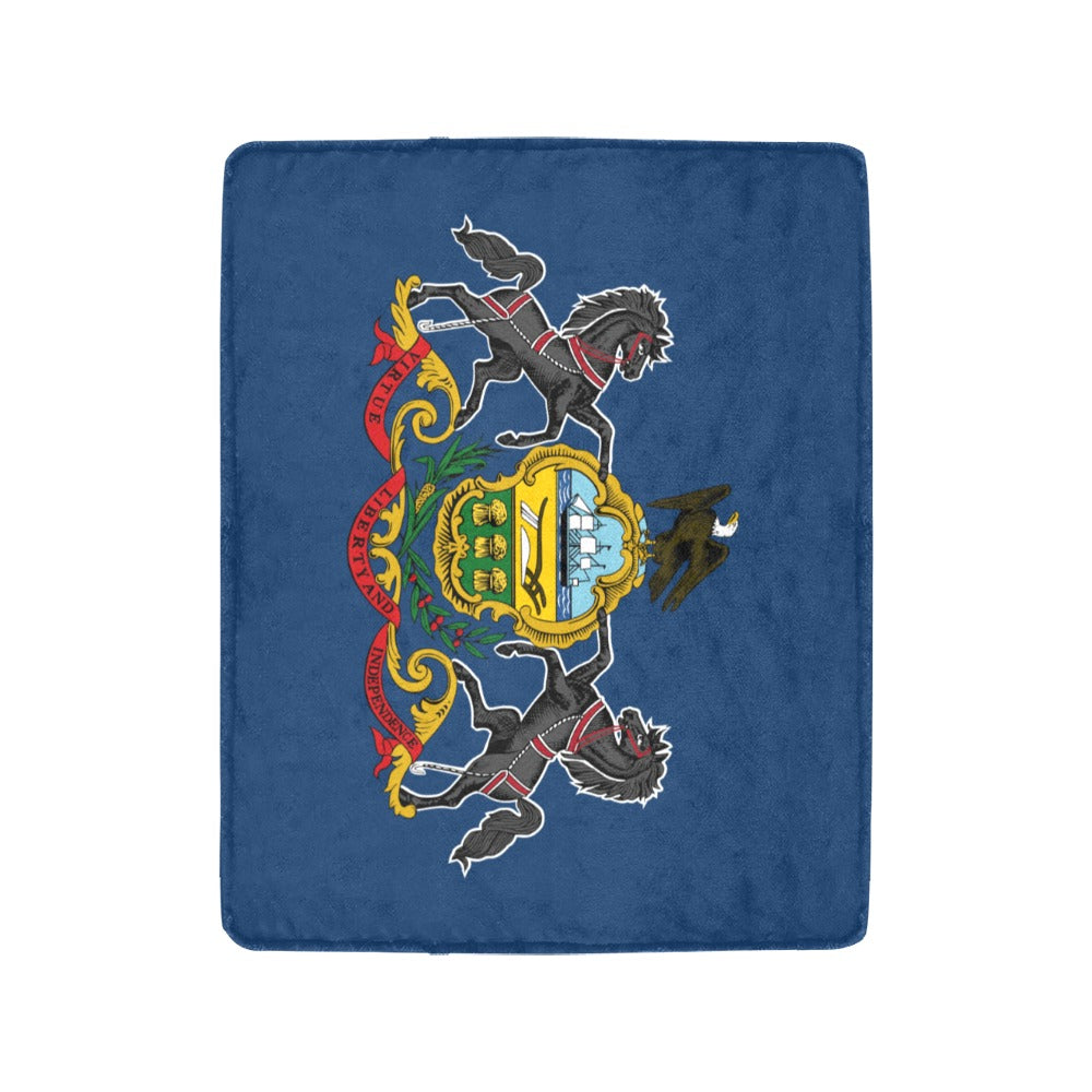 Blue blanket featuring Pennsylvania state flag by Luv My Flag.