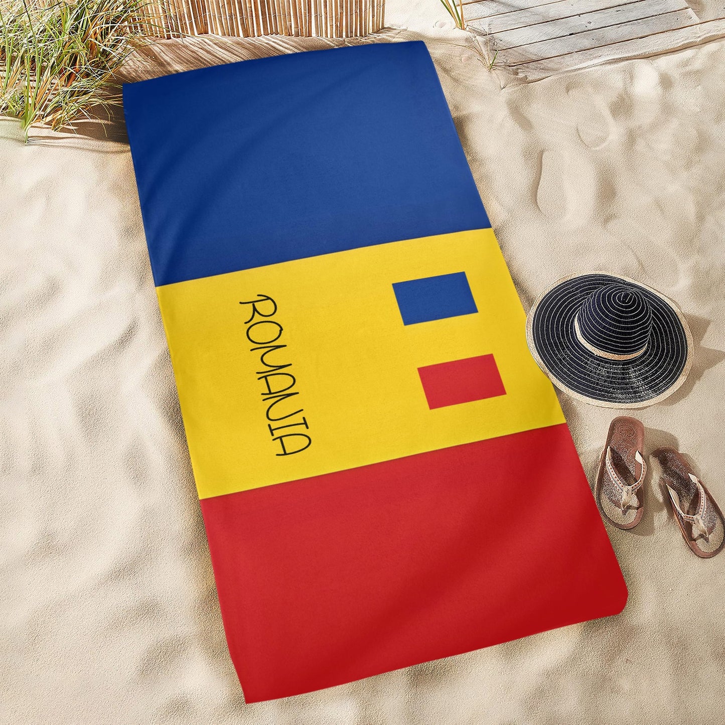 Romania Flag Beach Towel 31"x71" (Made in USA)