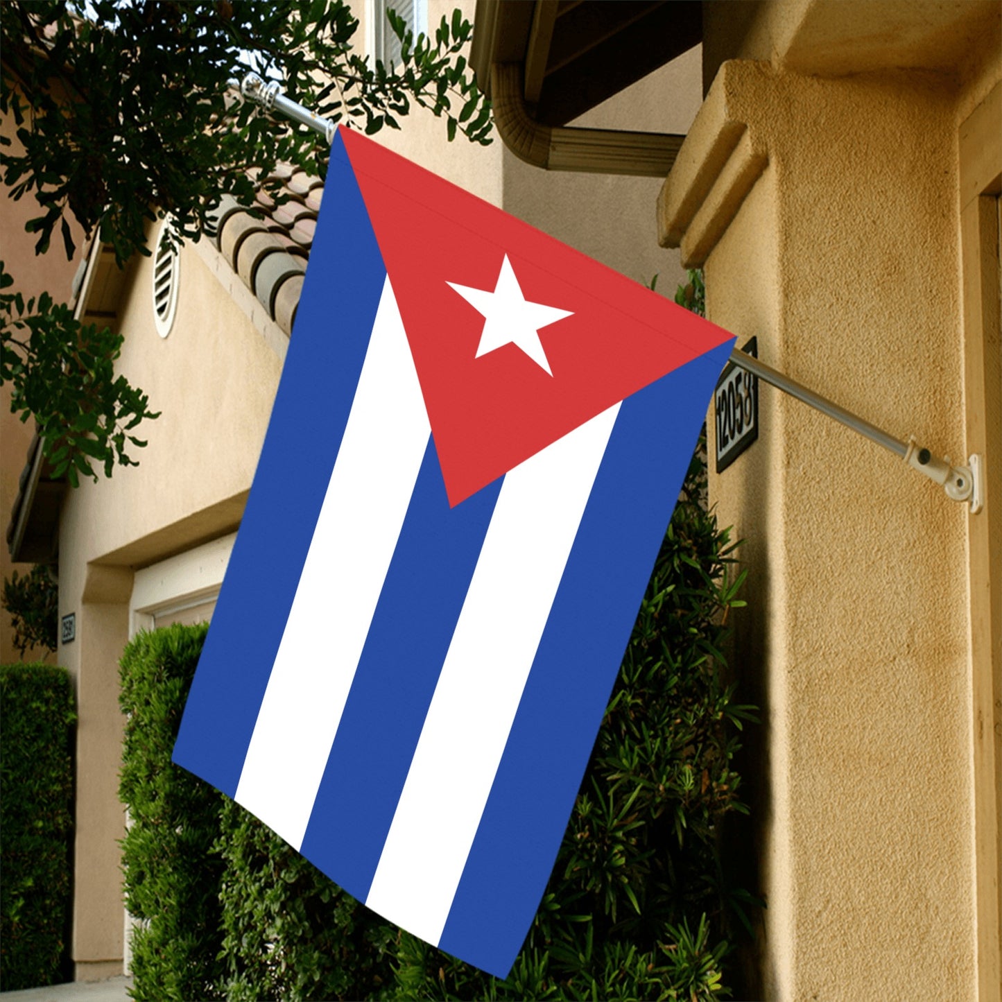 Cuban flag from Luv My Flag displayed on house.