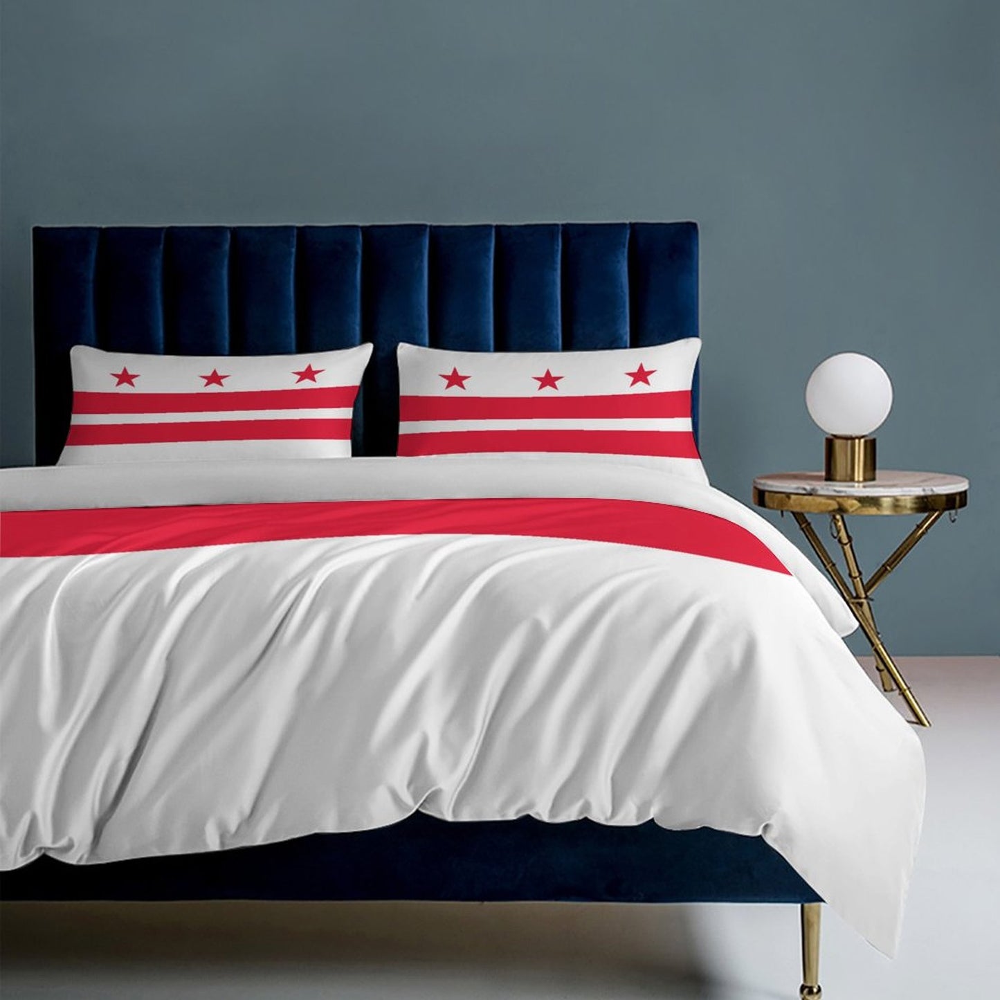 Washington D.C. Flag Inspired 3-Piece Bedding Set (1 Duvet Cover + 2 Pillow Shams) – 102"×90"