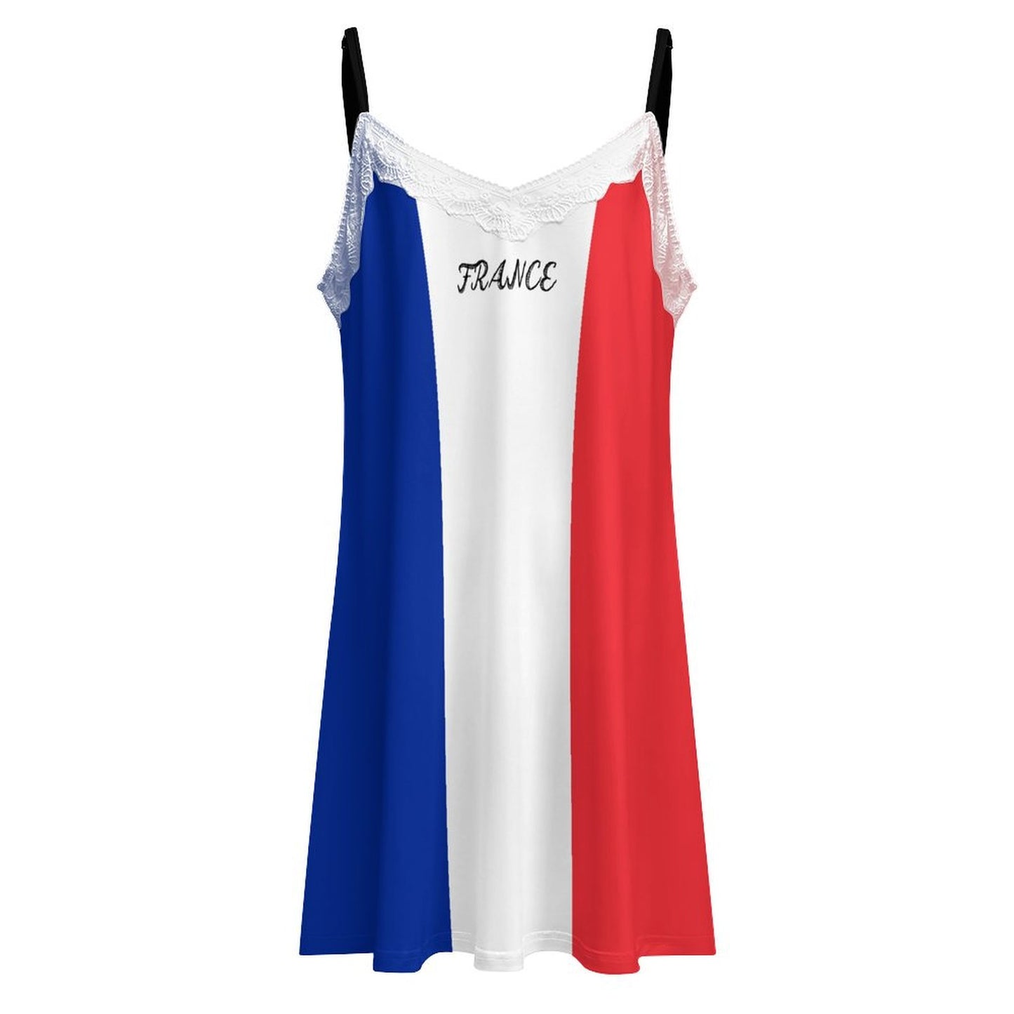 France Flag Inspired Lace Trim Camisole Nightgown