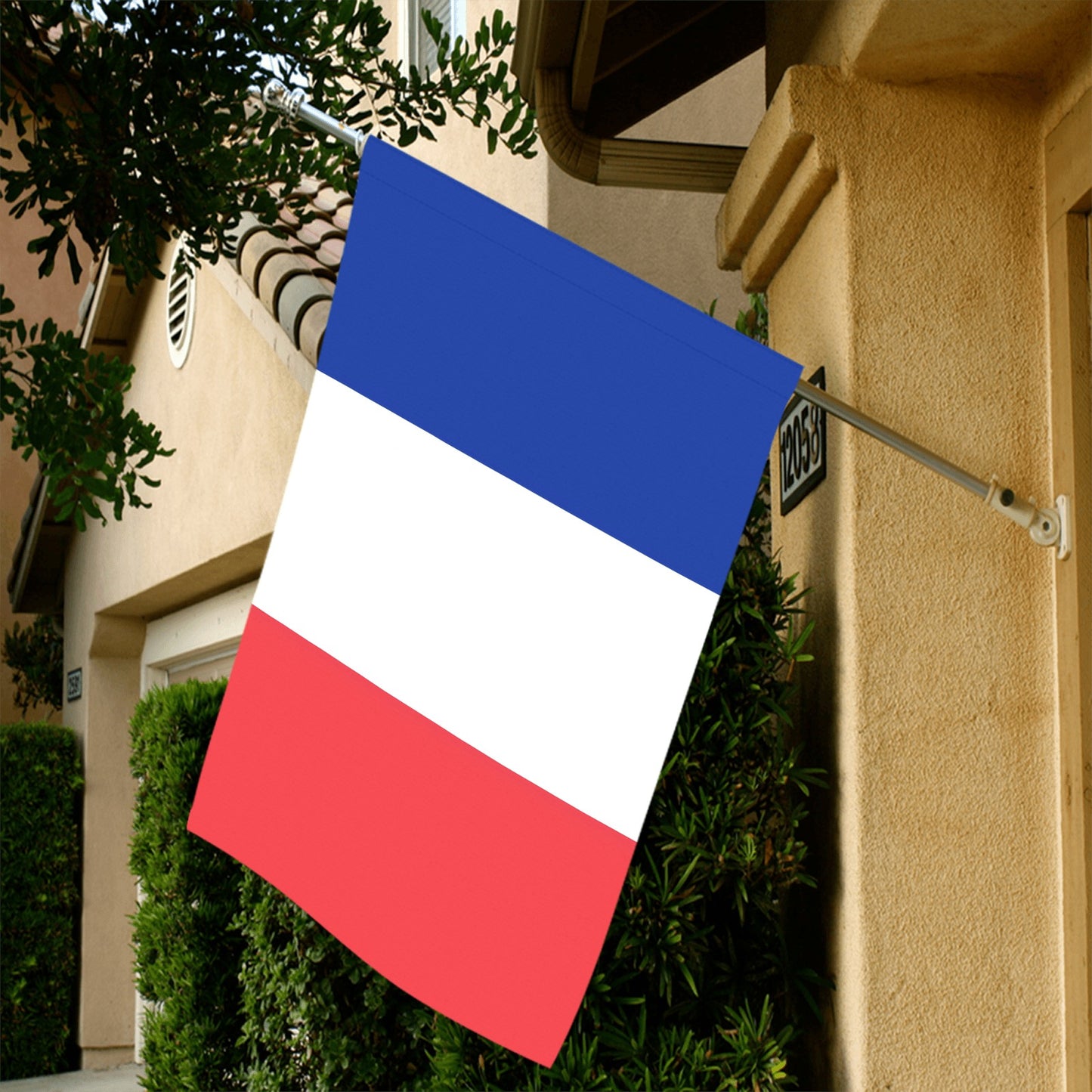 Luv My Flag, French tricolor flag displayed on house.