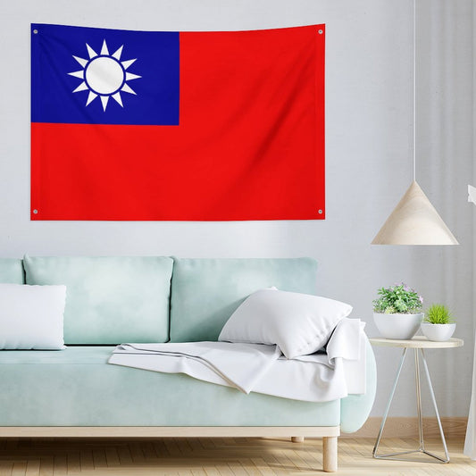 Taiwan Flag Inspired Wall Mount Flag with Four Grommets (35x59 in)