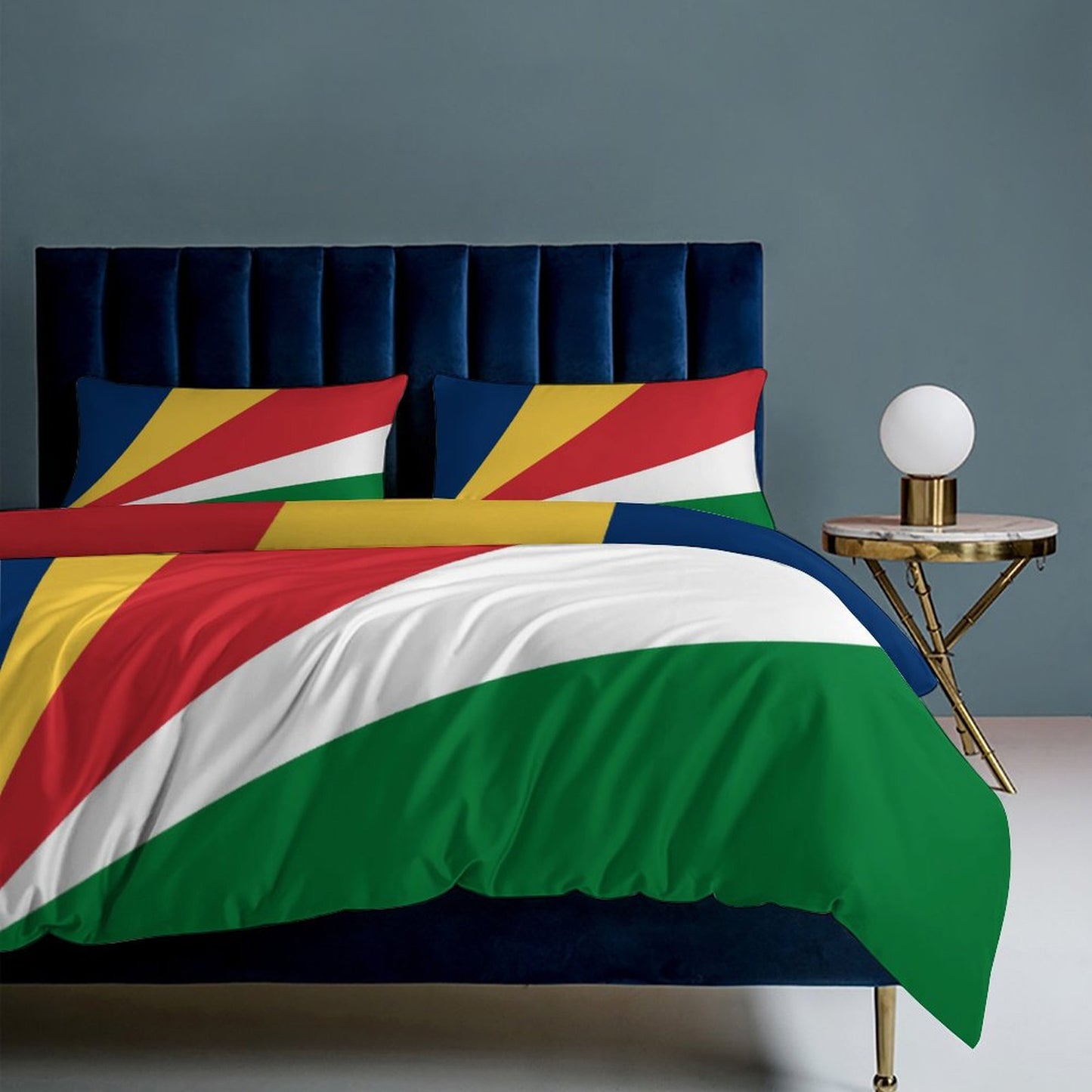 Seychelles Flag Inspired 3-Piece Bedding Set (1 Duvet Cover + 2 Pillow Shams) – 102"×90"