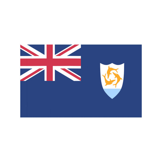 Luv My Flag Anguilla flag with dolphins and Union Jack.