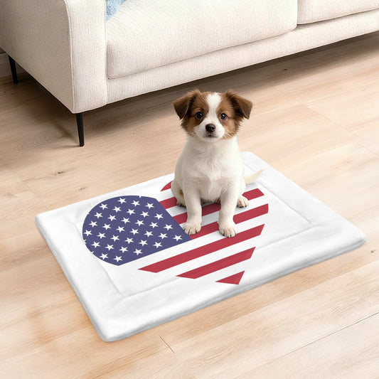 USA/American Flag Inspired Heart Pet Mat 25x18inch (Made in the USA)