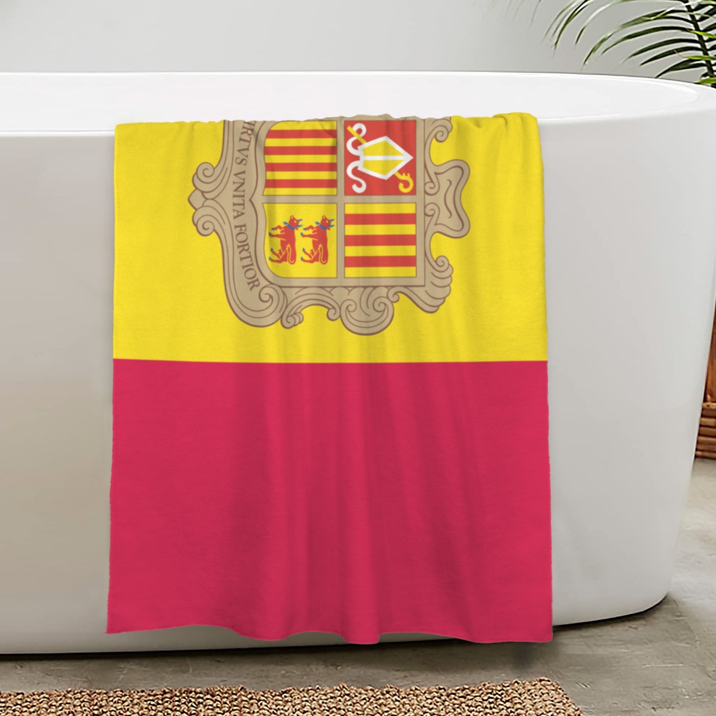 Andorra Flag Inspired Custom Bath Towel 29"x58"(Made in USA)
