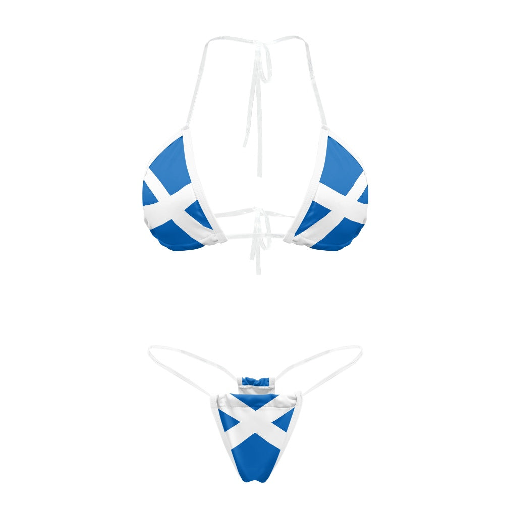 Scotland Flag Inspired Transparent String Thong Bikini