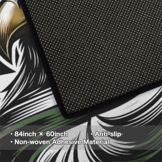 Thin Green Line Flag Inspired Eagle on Digital Camo 84x60 Inch Area Rug with Black Binding (Made in the USA)