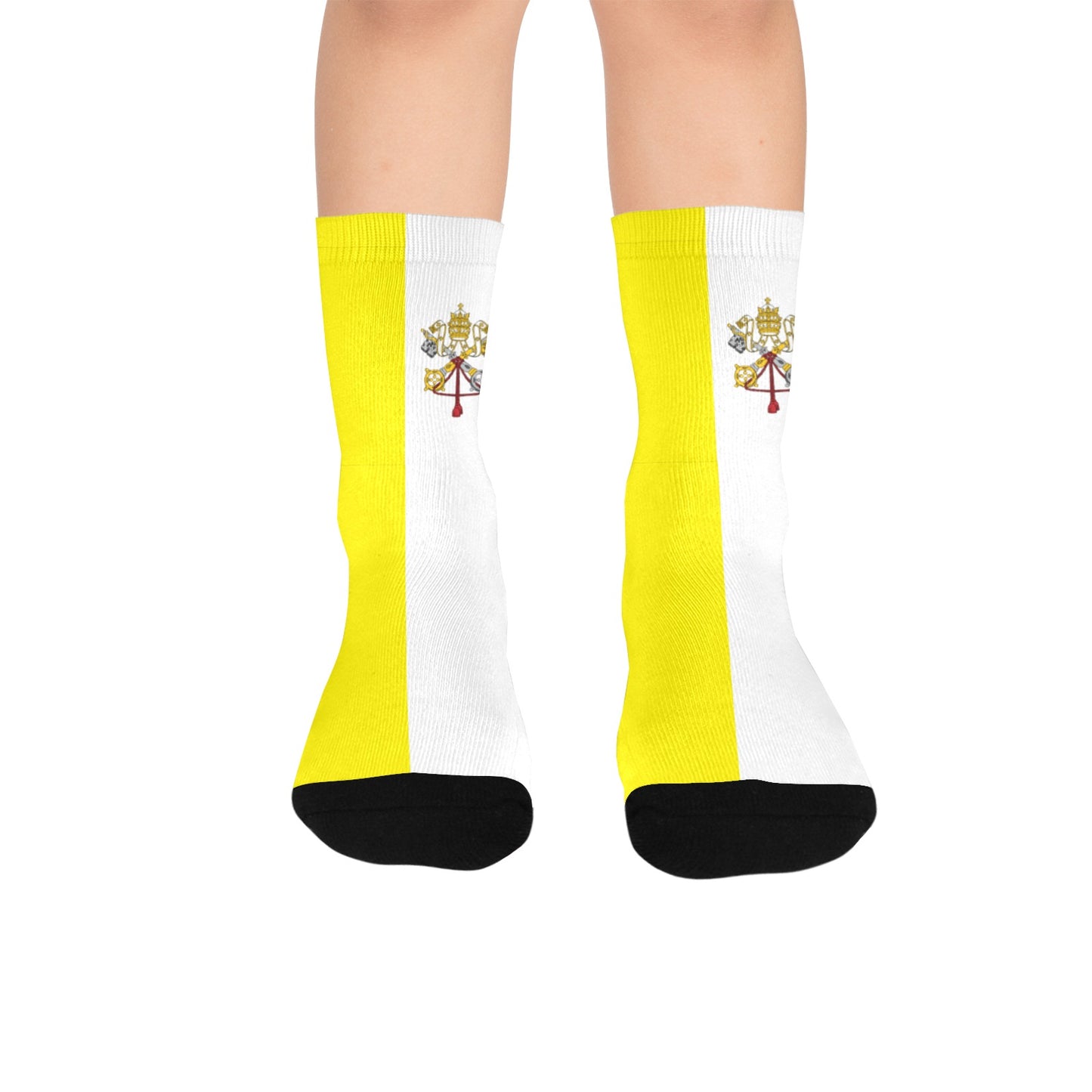 Vatican City Flag Inspired Kid's Custom Socks (Made in the USA)