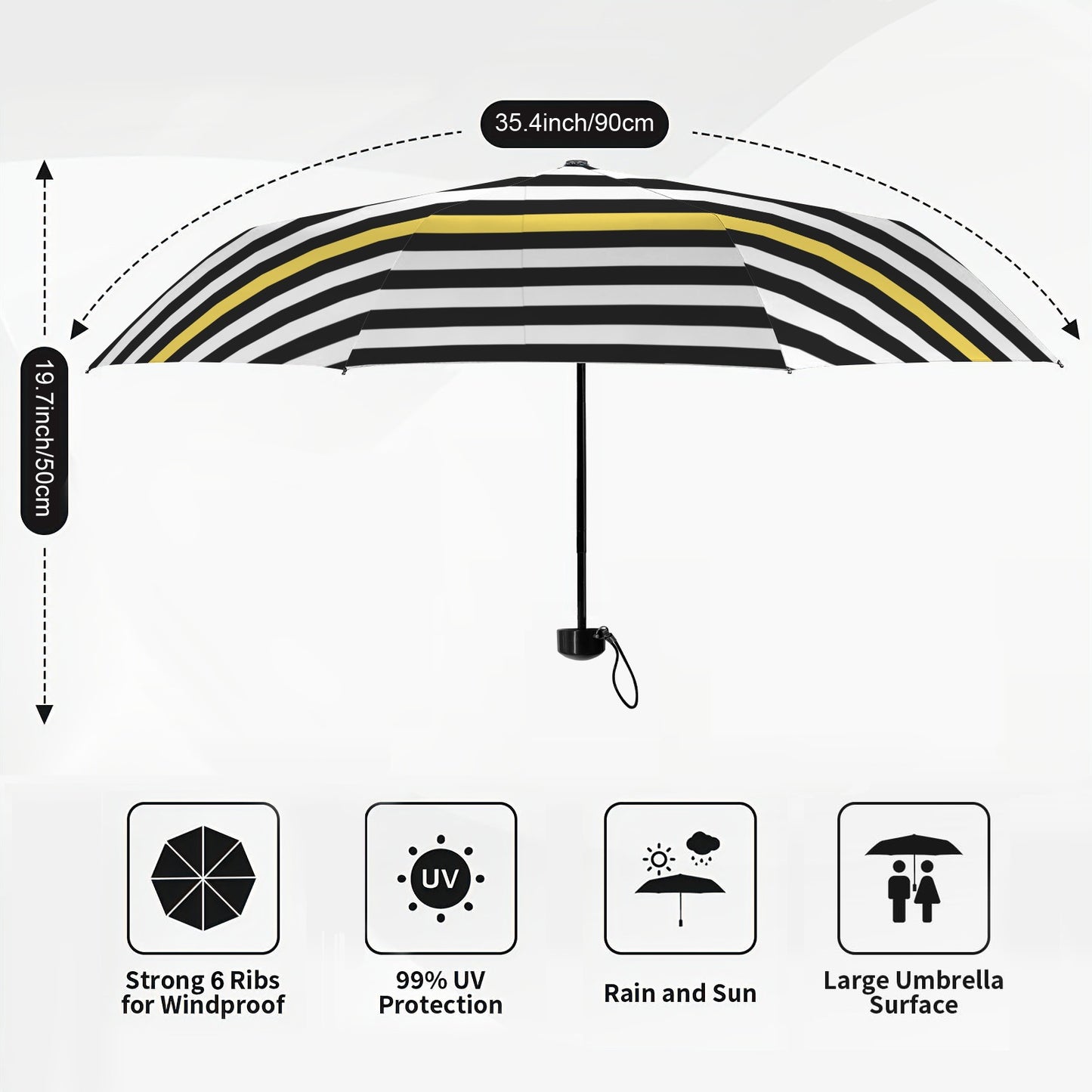 Thin Gold Line Flag Inspired Mini Compact Umbrella