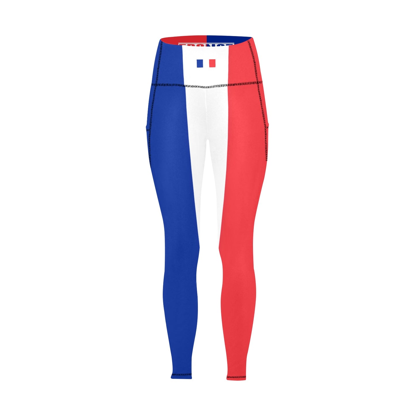 France Flag Inspired Women's High Waist Leggings with Pockets