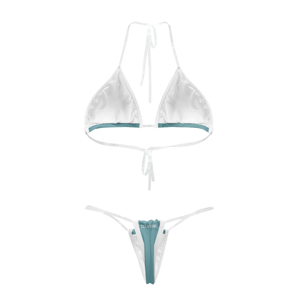 Deleware Flag Transparent String Thong Bikini