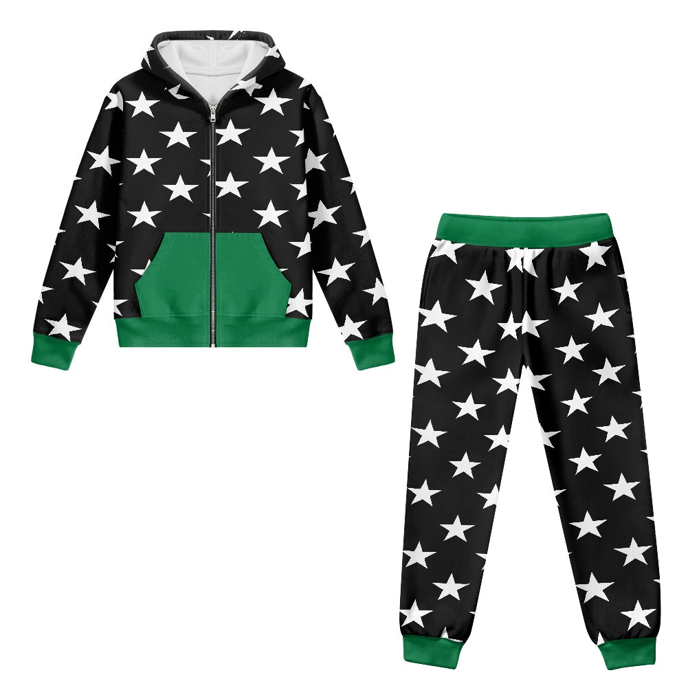 Thin Green Line Flag Inspired Unisex Kid's Zippered Sportswear Suit