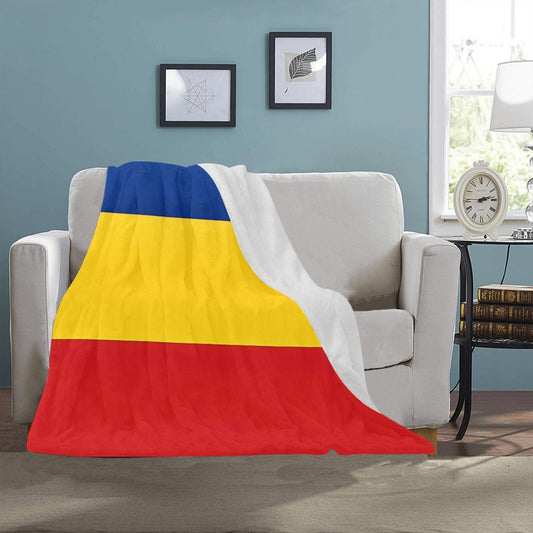 Cozy Luv My Flag blanket featuring vibrant multicolored stripes.