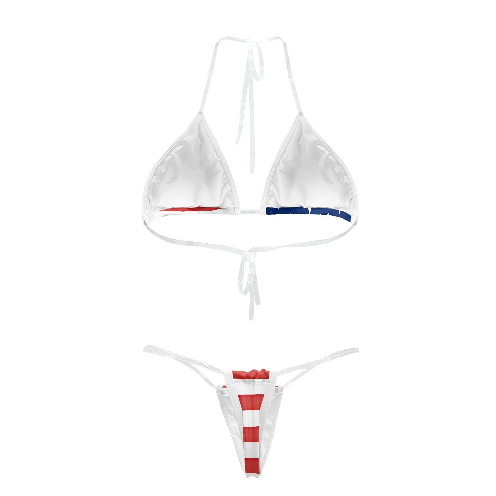 USA/American Flag Inspired Transparent String Thong Bikini (style-2)
