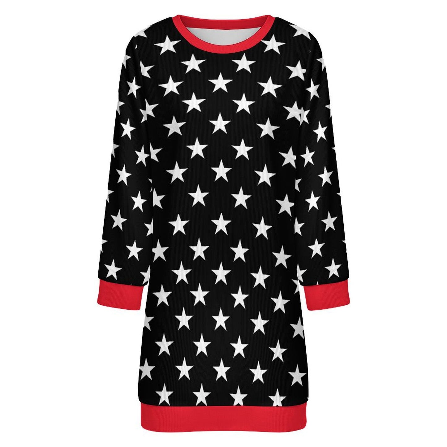 Thin Red Line Flag Inspired Sweater Dress