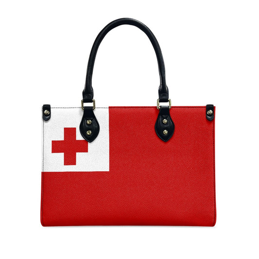 Tonga Flag Inspired PU Handbag – Red Bold Look, Island Hook