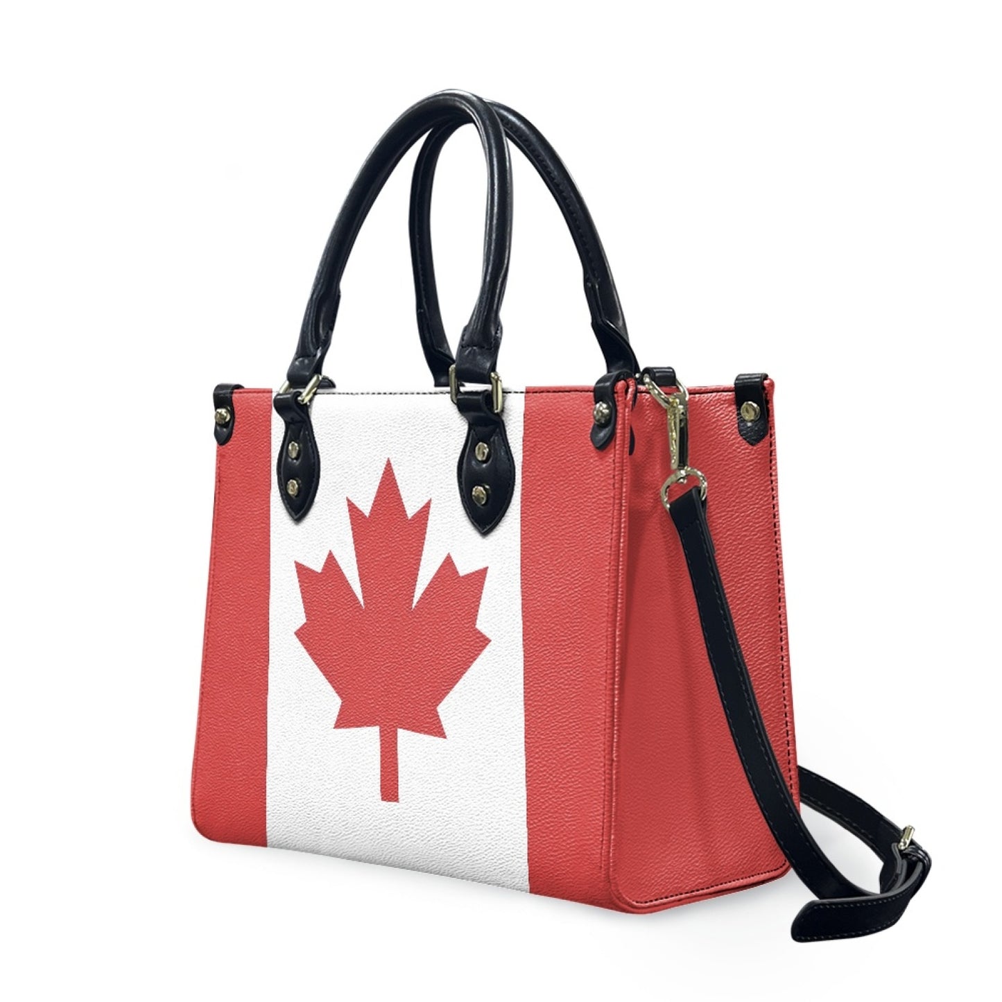 Canada Flag Inspired Womens PU Leather Handbag – Elegant Maple Leaf Shoulder Bag with Adjustable Strap and Spacious Interior - Luv My Flag