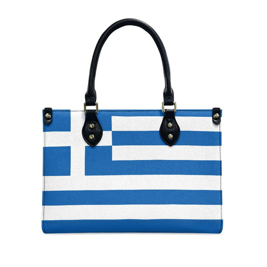 Greece Flag Handbag With Bold Blue Stripes and City Vibes - Luv My Flag