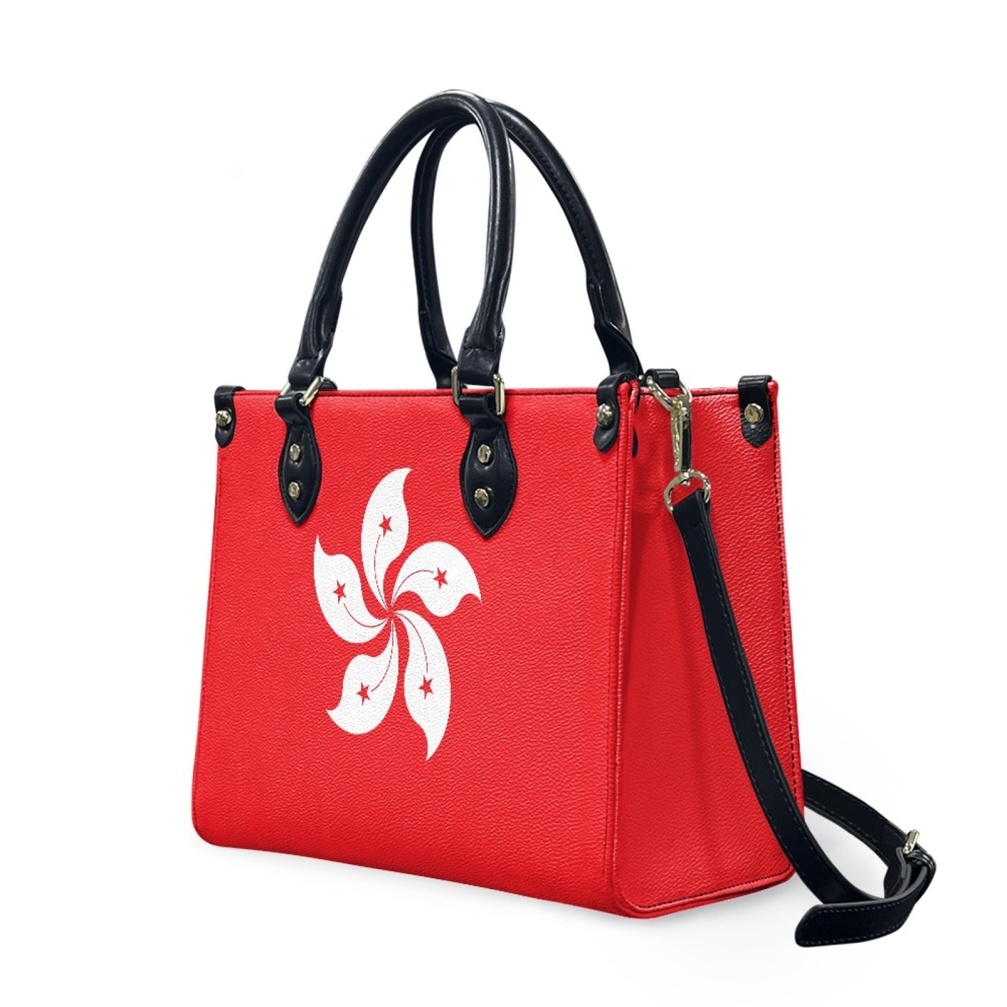 Hong Kong Flag Handbag With Red Bloom Room to Zoom - Luv My Flag