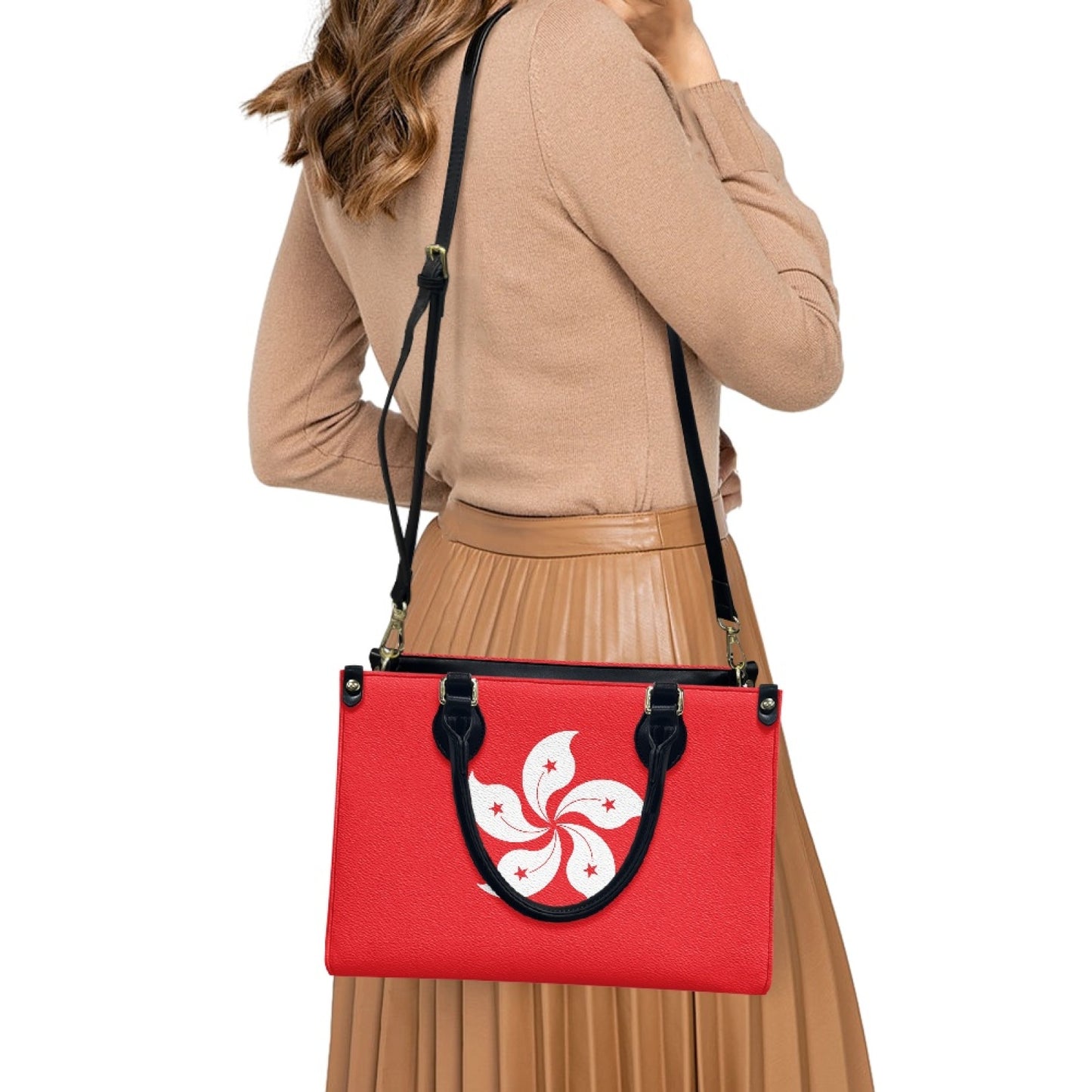 Hong Kong Flag Handbag With Red Bloom Room to Zoom - Luv My Flag