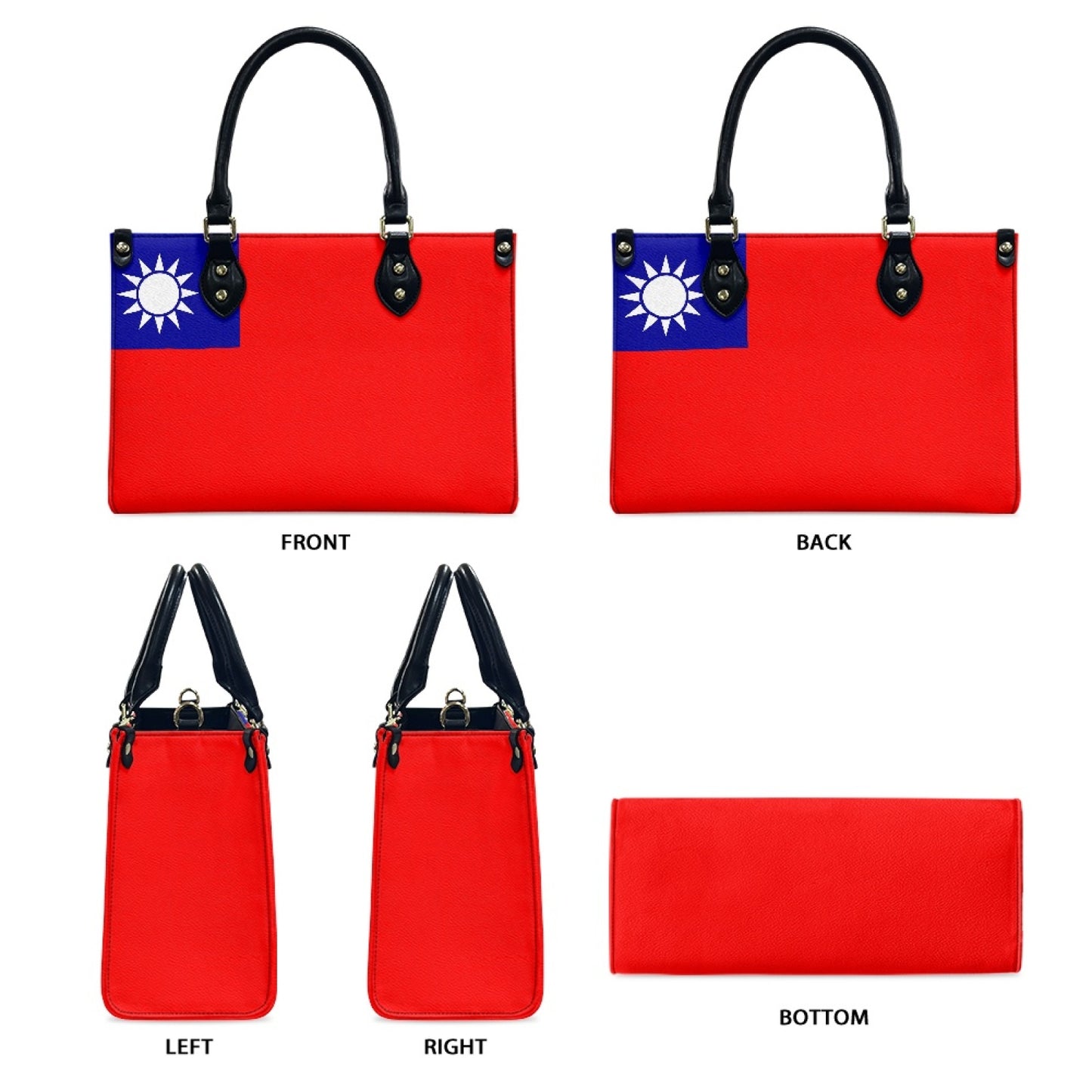 Taiwan Flag Inspired PU Handbag – Red and Bold, Grace Unfolds